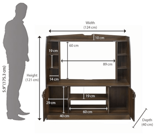 Nilkamal Beaumont Engineered Wood Wall Unit | TV Entertainment Unit Accommodate Upto 32' TV (Classic Walnut) - Image 3